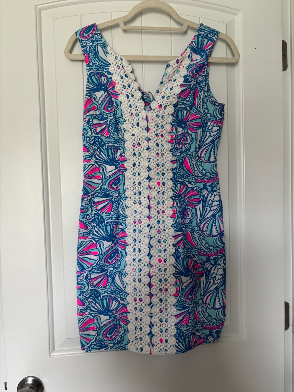 Lilly Pulitzer Shift DressWomen’s Blue & Pink Crochet-Trim